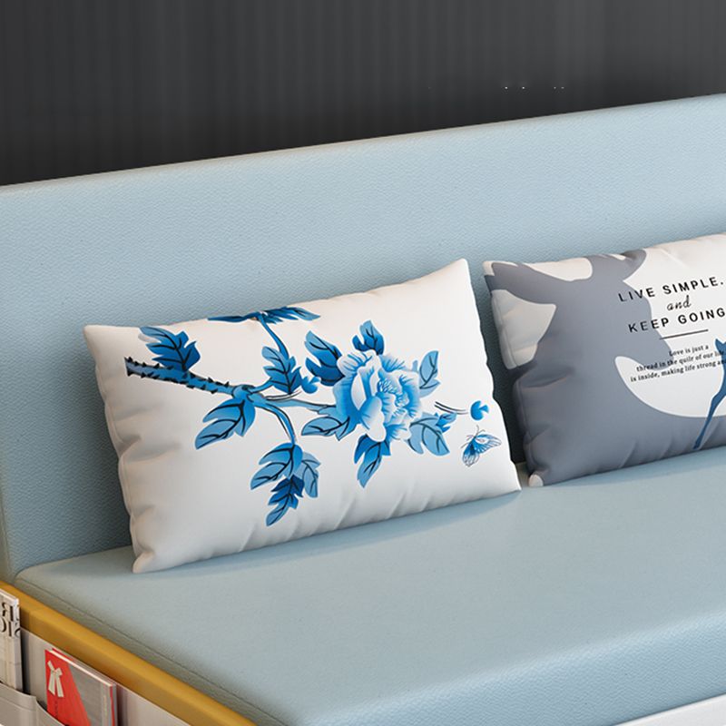 グラムラウンドアーム布団フレームボンドレザーブルースリーパーソファ