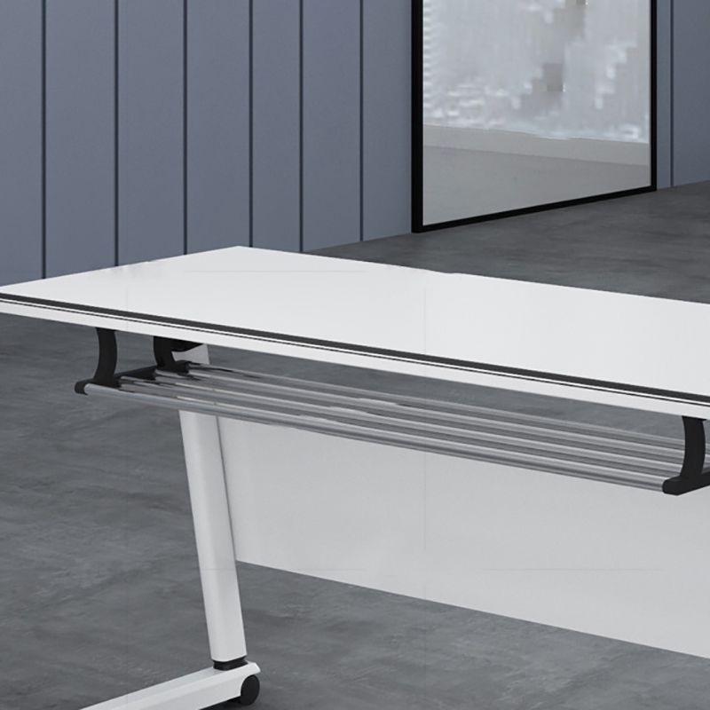 Bureau de bureau en bois contemporain Bureau rectangulaire avec roues lance-roues