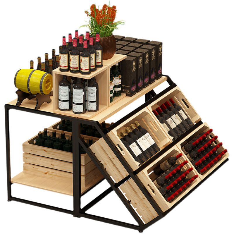Freestanding Wooden Wine Rack Bottle Industrial Bottle Rack in Natural Wood Clearhalo 'furn' 'furn_wine_racks' 'Furniture' 'Kitchen & Dining Furniture' 'Wine Racks' 'wine_racks' 1200x1200_94fe3a32-2897-4618-9804-c3ea68ef2c4c