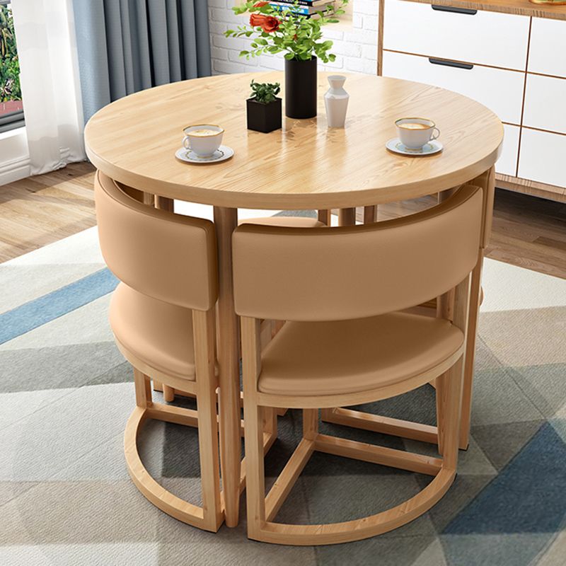 Natural Finish Round Dining Table Modern Dinette Table with 4 Legs Clearhalo 'Dining Tables & Seating' 'Dining Tables' 'dining_table' 'furn' 'furn_dining_table' 'Furniture' 'Kitchen & Dining Furniture' 1200x1200_94fe9b1f-6b2c-489d-8a4a-5a9dced86814