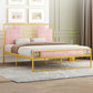 Glam Metal and Upholstered Open-Frame Bed with Headboard and Footboard