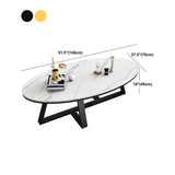 Tavolino in pietra ovale con tavolino da cocktail a base di ferro in bianco in bianco