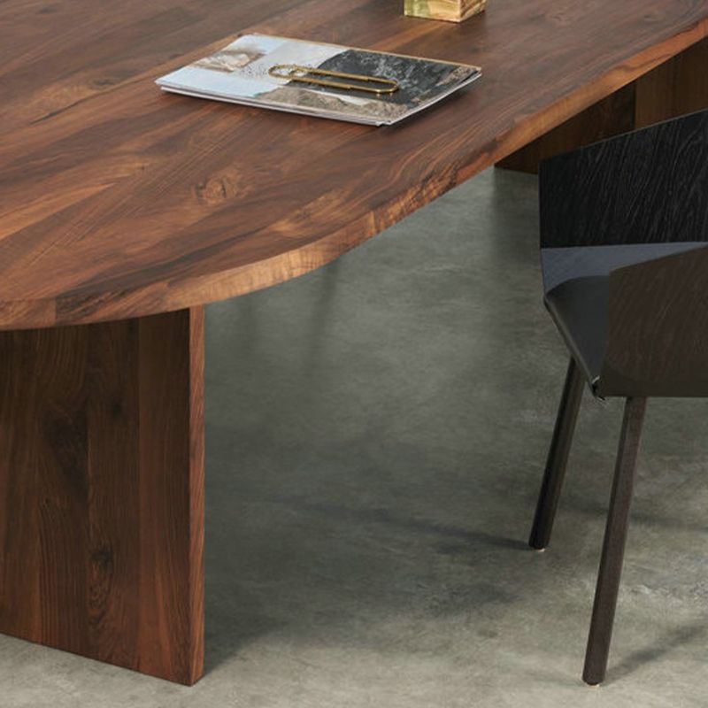 Modern Solid Wood Dining Table Oval Wooden Table with Double Pedestal Clearhalo 'Dining Tables & Seating' 'Dining Tables' 'dining_table' 'furn' 'furn_dining_table' 'Furniture' 'Kitchen & Dining Furniture' 1200x1200_95000aea-e058-4e83-a9ad-aff3150a43e0