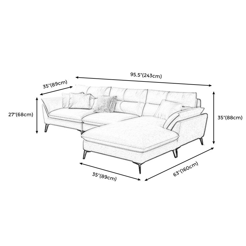 Cream Faux Leather High Back Pillow Top Arm Sofa/Sectional with Stain-Resistant Clearhalo 'furn' 'furn_sectionals' 'Furniture' 'Living Room Furniture' 'Sectionals' 1200x1200_95001a7a-e66b-4626-8bca-3f91800c8056