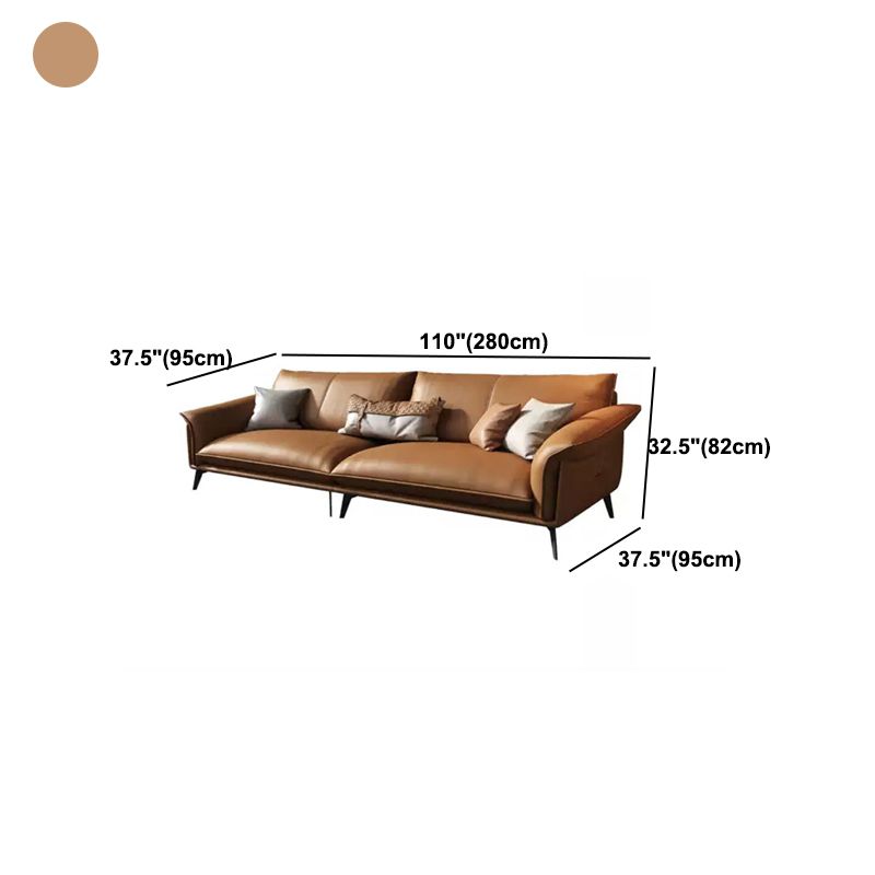 Orange Sponge Padded Leather Sofa with Pillow Back and Flared Armrest Sectional Clearhalo 'furn' 'furn_sectionals' 'Furniture' 'furniture_sectionals' 'Living Room Furniture' 'Sectionals' 1200x1200_95035b13-41b2-48ad-b5f9-252c292faa69