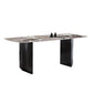 Modern Black Base Dinner Room Kitchen Table Rectangle Stone Dinette Table