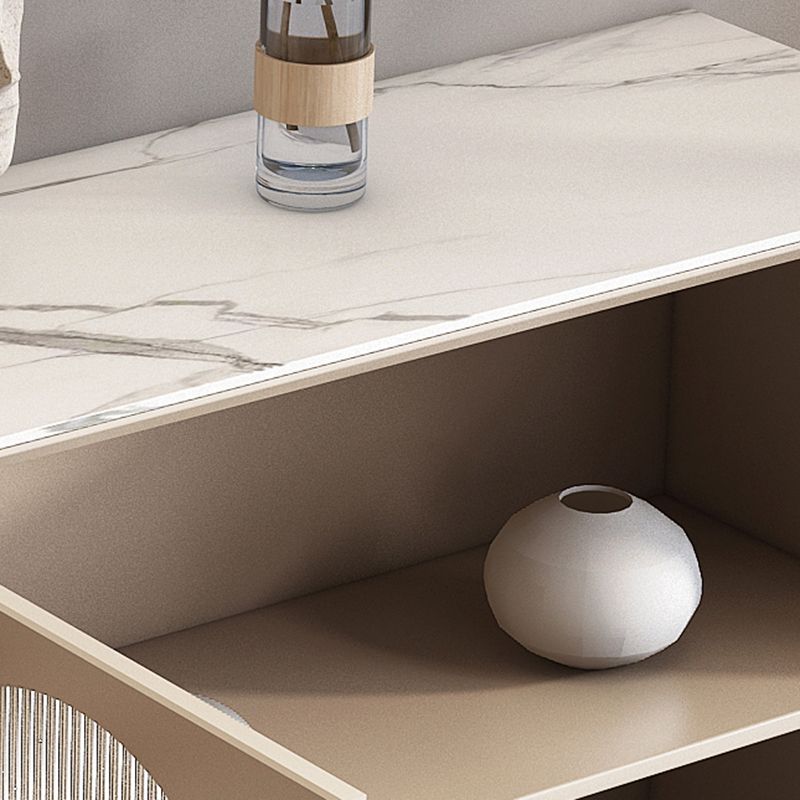 Scheda laterale di pietra per tavolino a buffet contemporanei con armadi e cassetti