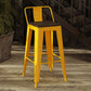 Metal Dining Stools Low Back Bar Stools with Footrest in Yellow
