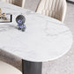 Sintered Stone Dining Table Modern White Top Table with Black Frame for Kitchen