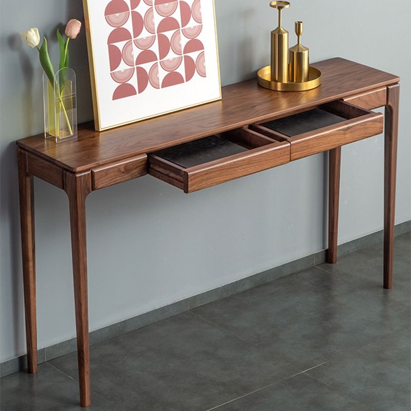 Mid-Century Modern Sofa Table 4 Legs Wood Rectangle Storage Walnut Console Table Clearhalo 'Console Tables' 'console_tables' 'Entry & Mudroom Furniture' 'furn' 'furn_console_tables' 'Furniture' 1200x1200_950b1898-6fbe-4fe2-9a2b-0770c3ce42de