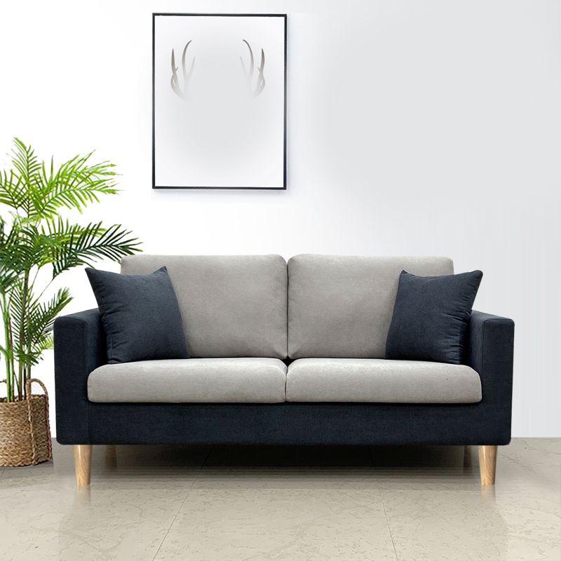 Contemporary Fabric Stationary Square Arm Loveseat with Loose Back Clearhalo 'furn' 'furn_sofas' 'Furniture' 'furniture_sofas' 'kitchen' 'kitchen_sofas' 'Living Room Furniture' 'Sofa' 'sofas' 1200x1200_950b53c7-a956-4e65-9a59-dad6fc0666f4