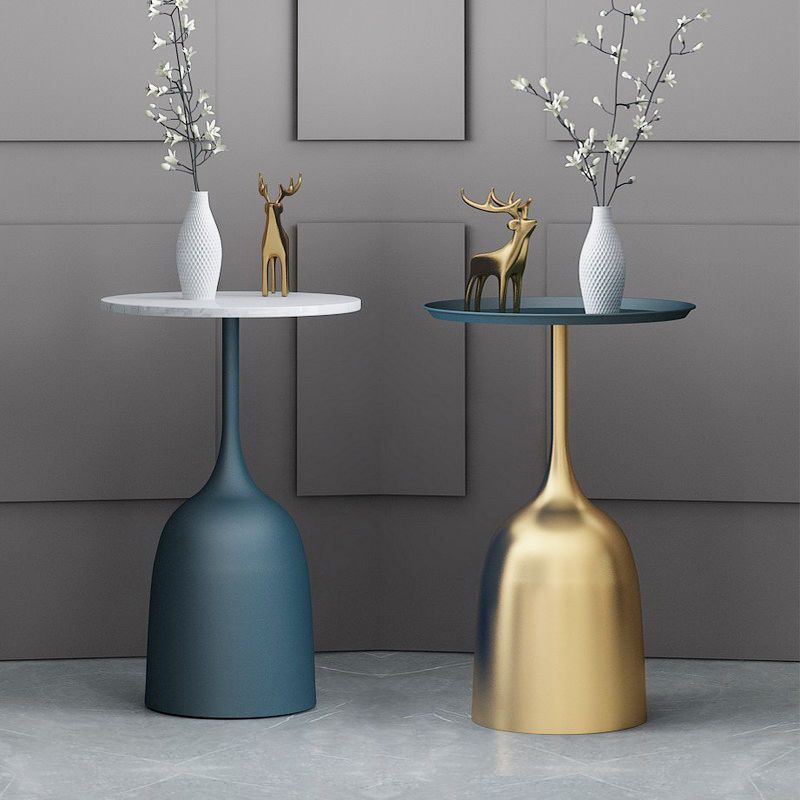 Pedestal Tray Top End Table Mid-Century Round Minimalist Side Table