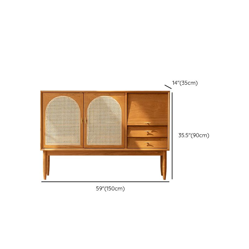 Tavolo a buffet in legno massiccio marrone contemporaneo con 2 cassetti