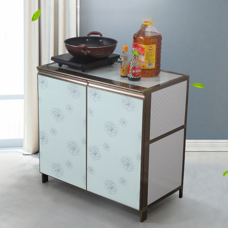 Modern White Metal Sideboard Tempered Glass Doors Cabinets Dining Server for Living Room Clearhalo 'buffet_sideboard' 'Buffets & Sideboards' 'furn' 'furn_buffet_sideboard' 'Furniture' 'furniture_buffet_sideboard' 'Kitchen & Dining Furniture' 1200x1200_951334ce-2ed2-4886-baab-19f1bea8cf85