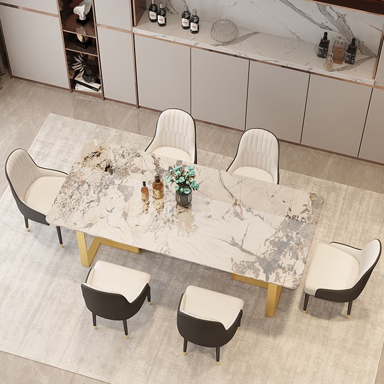 Metal Traditional Luxury Rectangular Table Sintered Stone Indoor Table with Sled Base Clearhalo ' dining_table' 'Dining Tables & Seating' 'Dining Tables' 'furn' 'furn_dining_table' 'Furniture' 'furniture_dining_table' 'Kitchen & Dining Furniture' 'kitchen&dining_furn' 'kitchen' 'kitchen_dining_table' 1200x1200_9516fe3a-c0a8-4c14-ab3d-2514145a7b67