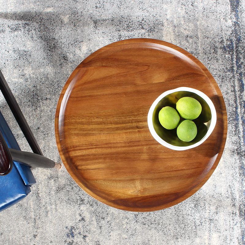 Modern Slate Pedestal Wooden Round/Square Tray Top End Table