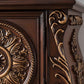 Console multimediale tradizionale in legno di gomma, supporto TV con finitura opaca e cassetti