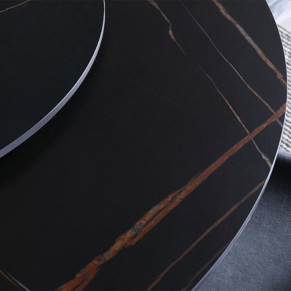 Metal and Stone Table Glam Style Simple Home Black Round Dining Table Clearhalo 'Dining Tables & Seating' 'Dining Tables' 'dining_table' 'furn' 'furn_dining_table' 'Furniture' 'Kitchen & Dining Furniture' 1200x1200_951bf92a-6a4e-49b3-a21e-614d1109c207