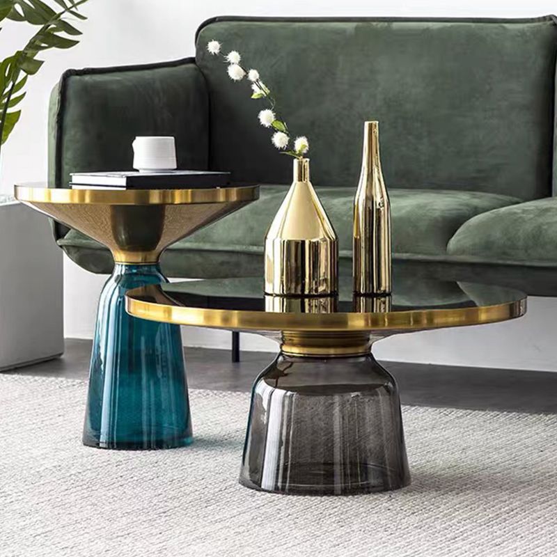 Modern Style Cocktail Table Black Table with Glass Base Round Coffee Table Clearhalo 'Coffee & Accent Tables' 'End & Side Tables' 'end_side_tables' 'furn' 'furn_end_side_tables' 'Furniture' 'Living Room Furniture' 1200x1200_951d6501-34fe-4968-b5c6-d0967a3d55c5