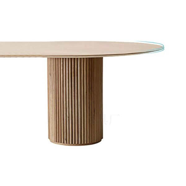 Oval Double Pedestal Modern Dining Table Brown Tone Fixed Table with Solid Wood Clearhalo ' dining_table' 'Dining Tables & Seating' 'Dining Tables' 'furn' 'furn_dining_table' 'Furniture' 'furniture_dining_table' 'Kitchen & Dining Furniture' 'kitchen&dining_furn' 'kitchen' 'kitchen_dining_table' 1200x1200_951dbd11-151e-46f6-82b5-84a3846c0e7f