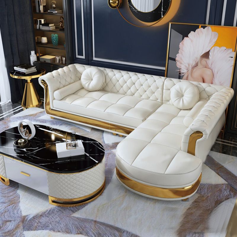 Mid Century Modern White Sofa Echt lederen woonkamer zitplaatsen