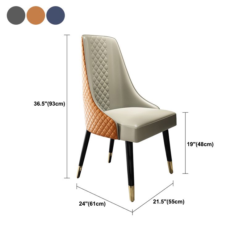 PU Leather Dining Chair Glam Upholstered Side Chair with Wood Legs