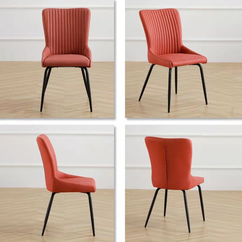 Leather Scandinavian Hotel Side Chair Parsons 18.5'' Wide Dining Chair with Black Legs Clearhalo ' kitchen&dining_furn' 'Dining Chairs' 'Dining Tables & Seating' 'dining_chair' 'furn' 'furn_dining_chair' 'Furniture' 'furniture_dining_chair' 'Kitchen & Dining Furniture' 'kitchen' 1200x1200_9524f52c-45bc-40db-971f-eee6a7274edf