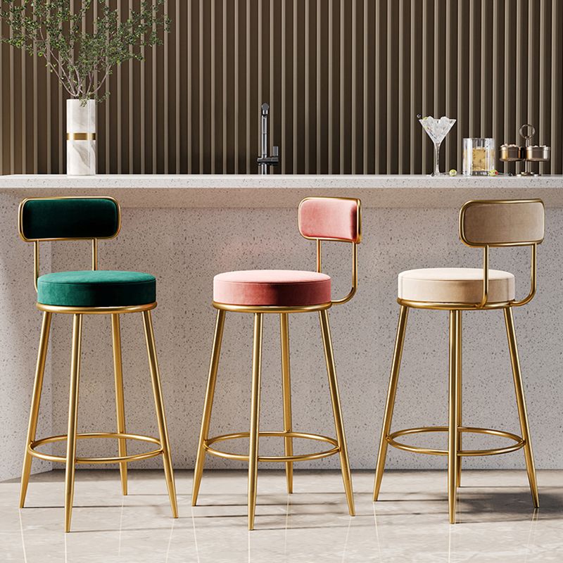 Glam Armless Backrest Counter Stool Iron Counter Stool with Cushion and Pedal Clearhalo 'Bar Furniture' 'Bar Stools' 'bar_stools' 'furn' 'furn_bar_stools' 'Furniture' 'Kitchen & Dining Furniture' 1200x1200_95261bfe-7df1-446e-86c3-0b5929b063f4