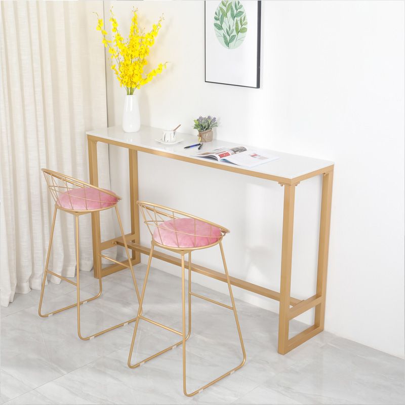 1/2/3/5 pièces Glam Glam Iron Bar Table Set Recangle Bistro Set avec un faux marbre blanc