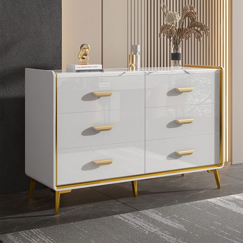 Cassa di legno in oro in oro in stile glam con cassetti multipla