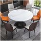 Modern Pedestal Dining Table Stone Top Dining Table with Leaf Extension Clearhalo 'Dining Tables & Seating' 'Dining Tables' 'dining_table' 'furn' 'furn_dining_table' 'Furniture' 'Kitchen & Dining Furniture' 1200x1200_952b940f-6efd-4bf6-8c43-17513705bf46