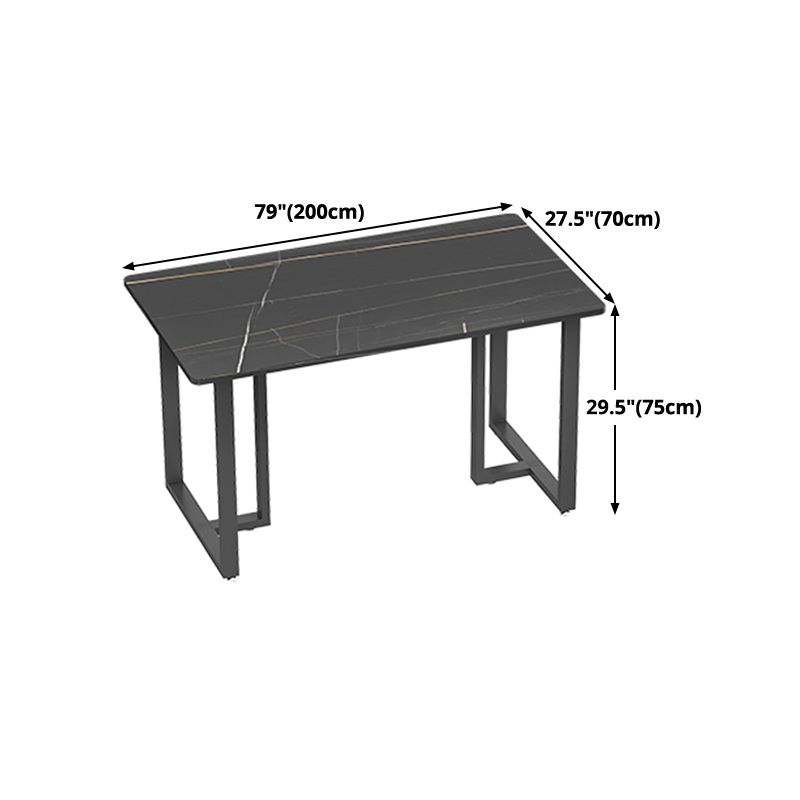 Industrial Style Black Dining Table Sintered Stone Dining Table with Black Frame Clearhalo 'Dining Tables & Seating' 'Dining Tables' 'dining_table' 'furn' 'furn_dining_table' 'Furniture' 'furniture_dining_table' 'Kitchen & Dining Furniture' 'kitchen' 'kitchen_dining_table' 1200x1200_952cf1bd-d864-4525-963d-4c8d3bd7019e