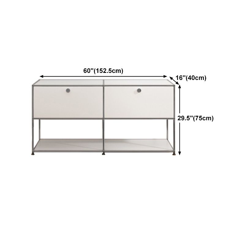 Contemporary White Sideboard Metal Dining Sideboard Table for Living Room Clearhalo 'buffet_sideboard' 'Buffets & Sideboards' 'furn' 'furn_buffet_sideboard' 'Furniture' 'Kitchen & Dining Furniture' 1200x1200_9531c447-154d-4028-9913-a5fb6c27c8ad