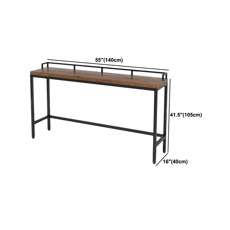 Rectangular Pine Wood Top Bistro Table Industrial Bar Table with Trestle Base in Black Clearhalo 'Bar Furniture' 'Bar Tables' 'bar_tables' 'furn' 'furn_bar_tables' 'Furniture' 'Kitchen & Dining Furniture' 1200x1200_95320d78-f423-435f-b305-692306ce07ac