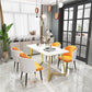 Modern Rectangle Dining Site Table Steel Double Pedestal Table with Stone Top Clearhalo 'Dining Tables & Seating' 'Dining Tables' 'dining_table' 'furn' 'furn_dining_table' 'Furniture' 'furniture_dining_table' 'Kitchen & Dining Furniture' 1200x1200_95323543-d01e-4b09-a943-66dc5dc72c4c