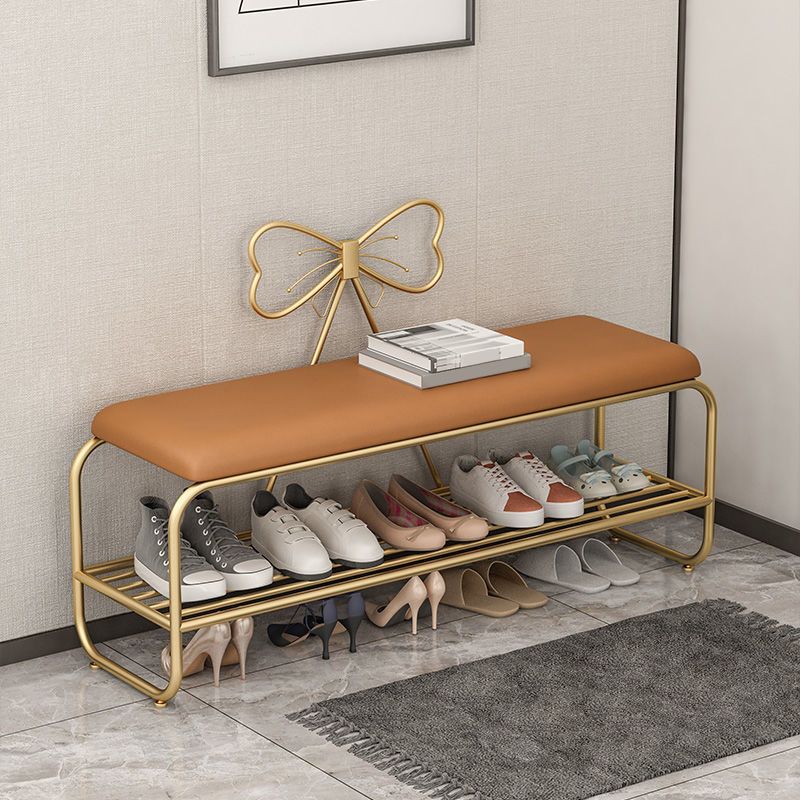 13.78 Inch Wide Glam Cushioned Bench Foam Bench with Shoes Storage Clearhalo 'Benches' 'Chairs & Seating' 'furn' 'furn_benches' 'Furniture' 'Living Room Furniture' 1200x1200_95338127-e098-4d1d-b54a-5ddaa000490b