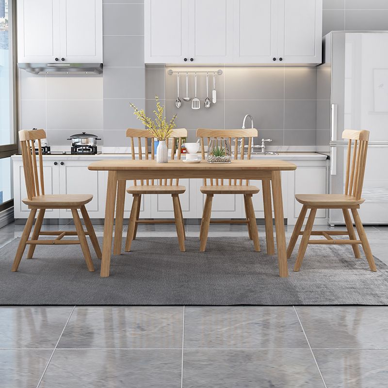 Modern Wood Table Set of 5/7 with Rectangle Table Dining Set with Winsor Chairs Clearhalo 'Dining Room Sets' 'Dining Tables & Seating' 'dining_room_set' 'furn' 'furn_dining_room_set' 'Furniture' 'furniture_dining_room_set' 'Kitchen & Dining Furniture' 'kitchen&dining_furn' 'kitchen' 1200x1200_953424dc-5231-441d-a6b5-e6df502f3933