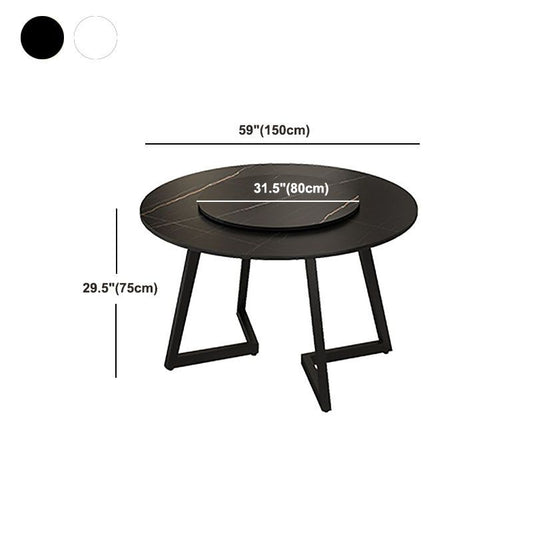 Modern Round Standard Height Dining Table Stone Double Pedestal Dining Table Clearhalo 'Dining Tables & Seating' 'Dining Tables' 'dining_table' 'furn' 'furn_dining_table' 'Furniture' 'furniture_dining_table' 'Kitchen & Dining Furniture' 'kitchen' 'kitchen_dining_table' 1200x1200_95381b8c-d1c5-4dbf-ae4d-5929d765f5dd