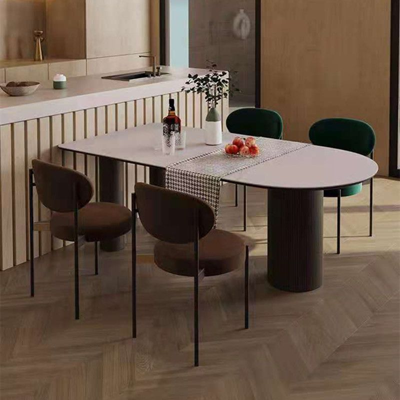 Metal Contemporary Free Form Dining Table Sintered Stone Top Table for Dining Room and Kitchen Clearhalo ' dining_table' 'Dining Tables & Seating' 'Dining Tables' 'furn' 'furn_dining_table' 'Furniture' 'furniture_dining_table' 'Kitchen & Dining Furniture' 'kitchen&dining_furn' 'kitchen' 'kitchen_dining_table' 1200x1200_95387769-66e7-474d-8f84-d2574b9c6b21