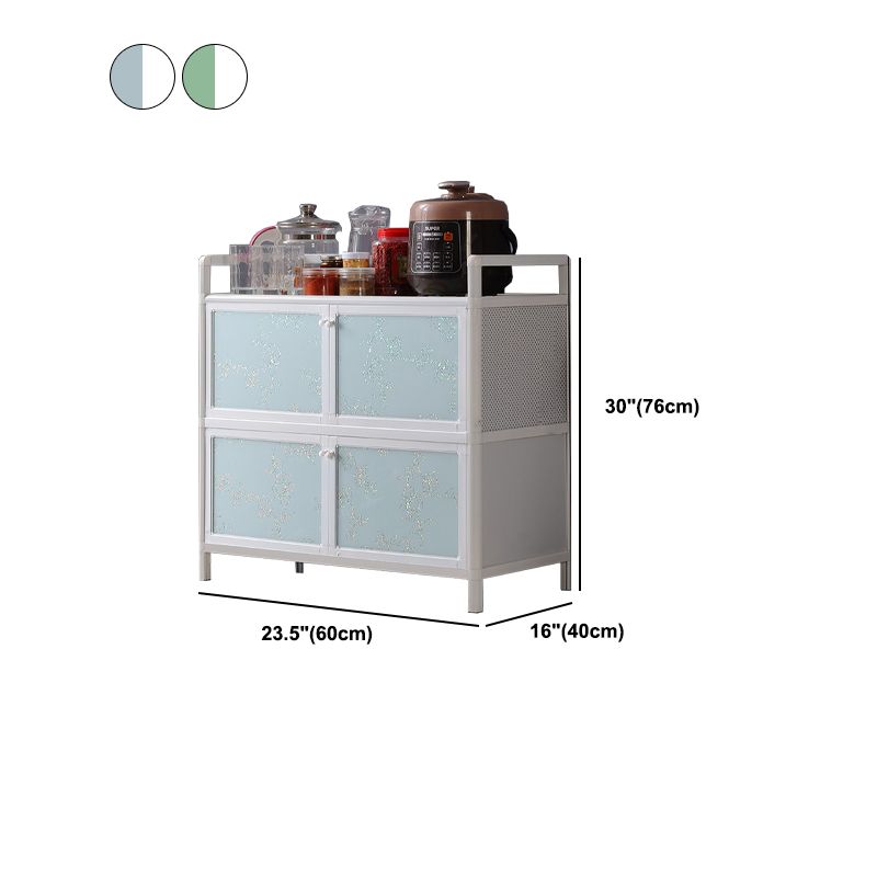 Contemporary Metal Sideboard with Glass Doors Kitchen Dining Server with Cabinets Clearhalo 'buffet_sideboard' 'Buffets & Sideboards' 'furn' 'furn_buffet_sideboard' 'Furniture' 'Kitchen & Dining Furniture' 1200x1200_953980ba-9dd1-45fa-b032-eda158afd978