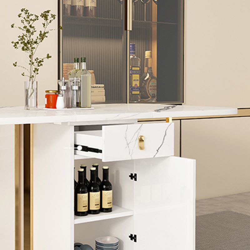 Modern Simple Dining Table Collapsible Dinner Table with Metal Base for Dining Room Clearhalo 'Dining Tables & Seating' 'Dining Tables' 'dining_table' 'furn' 'furn_dining_table' 'Furniture' 'Kitchen & Dining Furniture' 1200x1200_953bdd6b-0a44-4897-a3dd-3ec5a7478bce