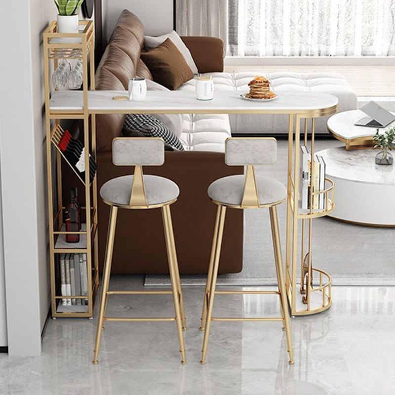 Stone Bar Dining Table Modern Bar Table with Double Pedestal for Balcony Dining Room Clearhalo 'Bar Furniture' 'Bar Tables' 'bar_tables' 'furn' 'furn_bar_tables' 'Furniture' 'Kitchen & Dining Furniture' 1200x1200_953f972a-4b08-480f-8932-8f685cc965ed