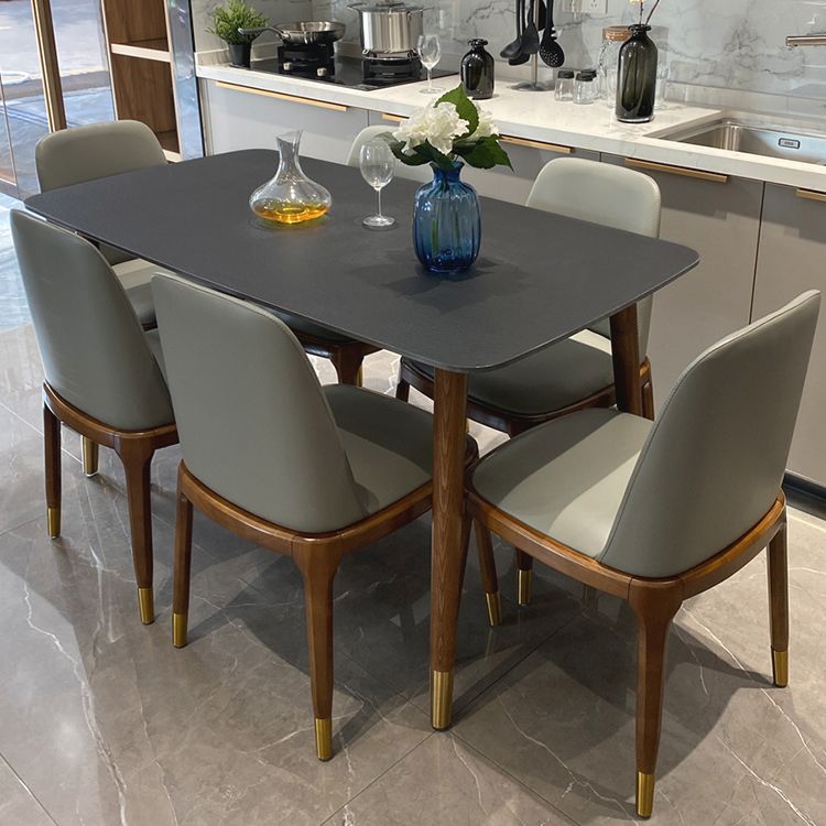 Contemporary Kitchen Dinner Table Rectangle Wood Base Dining Table Clearhalo 'Dining Tables & Seating' 'Dining Tables' 'dining_table' 'furn' 'furn_dining_table' 'Furniture' 'Kitchen & Dining Furniture' 1200x1200_953fb4a1-d6ce-425c-9780-476ad19c3b29