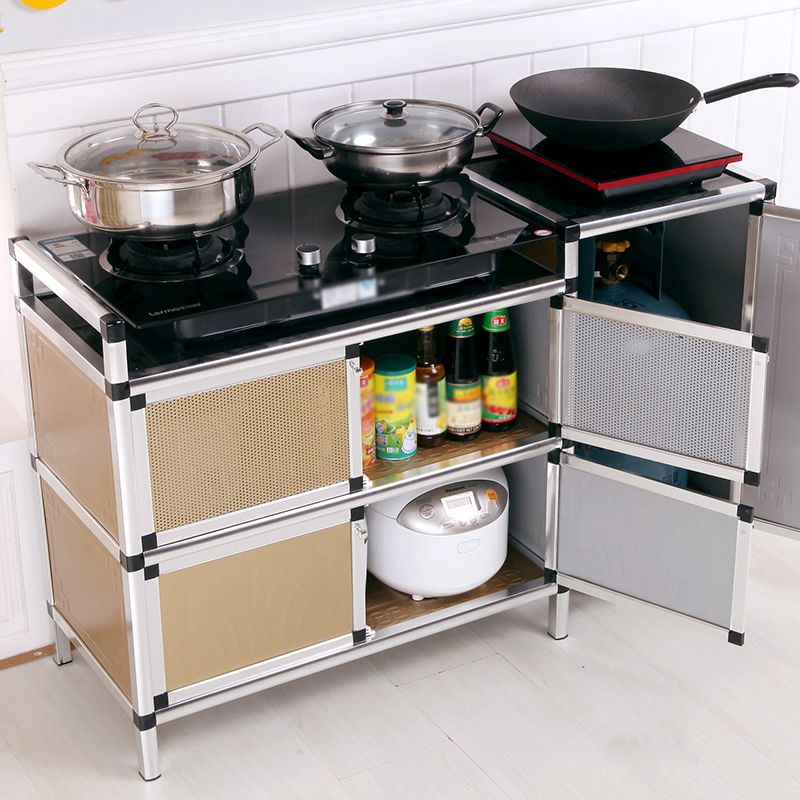 47.5"L Modern Style Sideboard with Metal Cabinets Door Sideboard for Kitchen Dining Room Clearhalo 'buffet_sideboard' 'Buffets & Sideboards' 'furn' 'furn_buffet_sideboard' 'Furniture' 'Kitchen & Dining Furniture' 1200x1200_95404049-6067-4e05-b75e-c406a32489e5