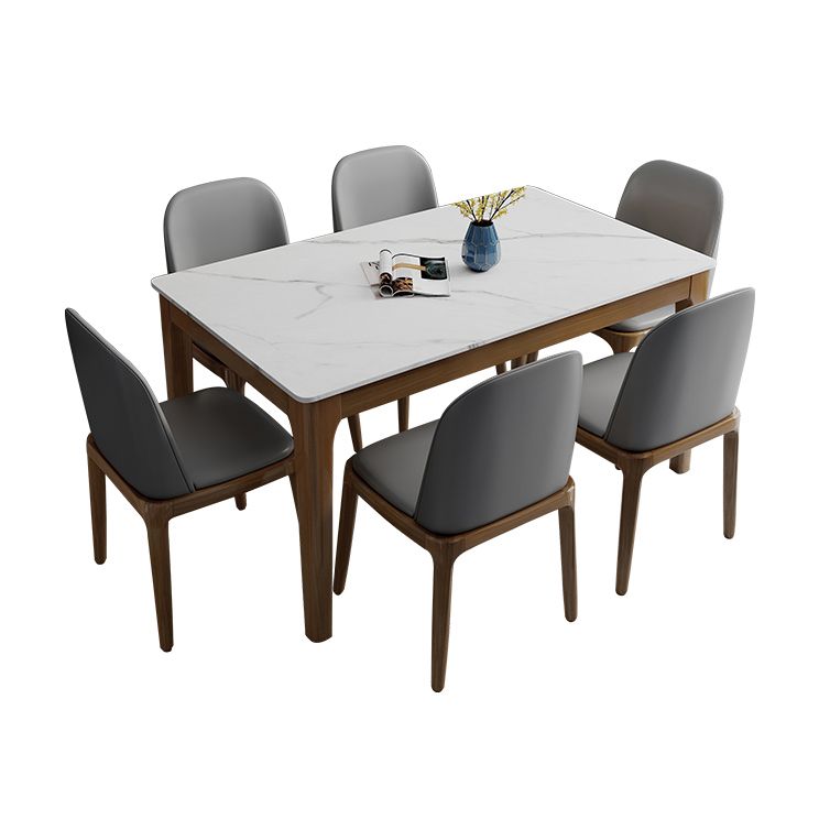 Contemporary Kitchen Rectangle Shape Dining Set Sintered Stone Standard Dining Set in White Clearhalo 'Dining Room Sets' 'Dining Tables & Seating' 'dining_room_set' 'furn' 'furn_dining_room_set' 'Furniture' 'furniture_dining_room_set' 'Kitchen & Dining Furniture' 'kitchen&dining_furn' 'kitchen' 1200x1200_954058c0-9d35-4829-a33d-9c876f9ca0a2