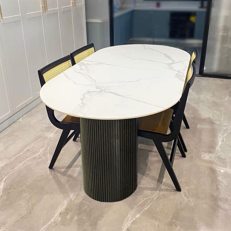 Modern Style Sintered Stone Dining Table White Oval Table with Double Pedestal Base Clearhalo ' dining_table' 'Dining Tables & Seating' 'Dining Tables' 'furn' 'furn_dining_table' 'Furniture' 'furniture_dining_table' 'Kitchen & Dining Furniture' 'kitchen&dining_furn' 'kitchen' 'kitchen_dining_table' 1200x1200_9541bb51-cf6c-4b39-8a3f-535ffda0a8f0