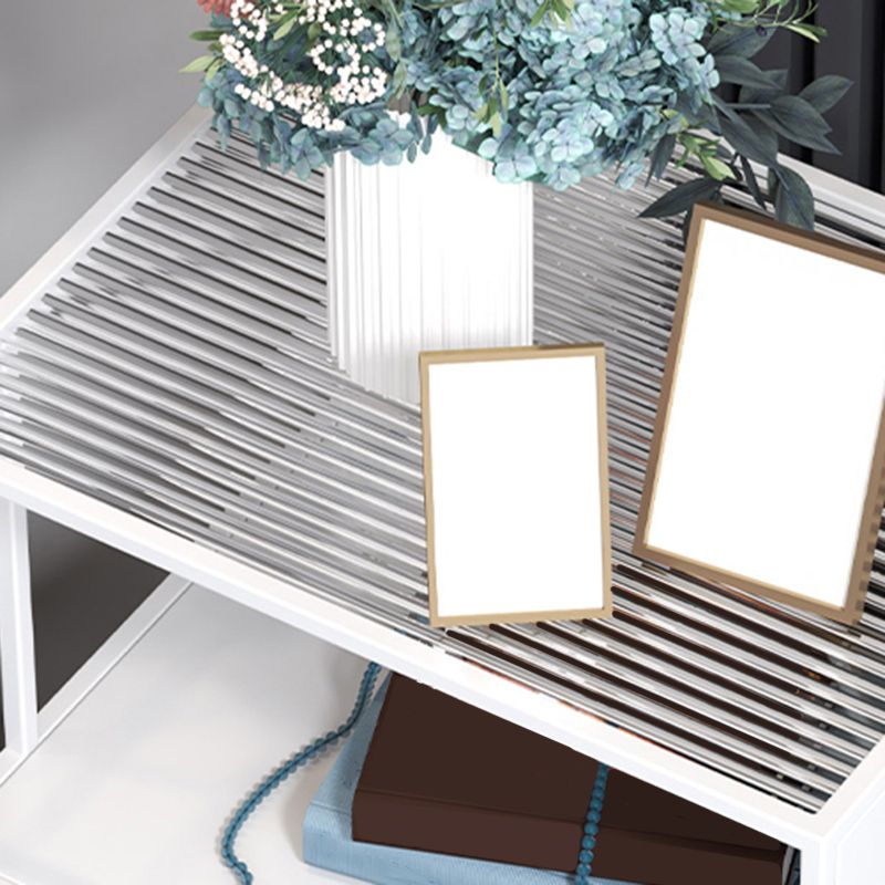 Tavolo da notte in vetro moderno Scaffale a 1 cassetto alto 24 pollici incluso