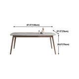 Mid-century Dining Table Stone Top Dining Table with Solid Wood Base