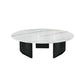 Modern Style Round Coffee Table with Iron Craft Black Base and Rock Slab White Top Clearhalo 'Coffee & Accent Tables' 'Coffee Tables' 'coffee_tables' 'furn' 'furn_coffee_tables' 'Furniture' 'Living Room Furniture' 1200x1200_95469698-c659-438c-a3bd-9fa27b347a5c