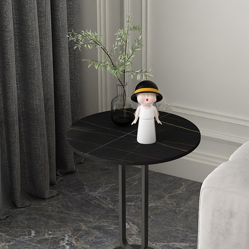 21.6"Tall Round Stone Top End Table Iron Pedestal Sofa Side Table Clearhalo 'Coffee & Accent Tables' 'End & Side Tables' 'end_side_tables' 'furn' 'furn_end_side_tables' 'Furniture' 'Living Room Furniture' 1200x1200_9546a0e1-da80-4c66-9d0f-1ad44071889c